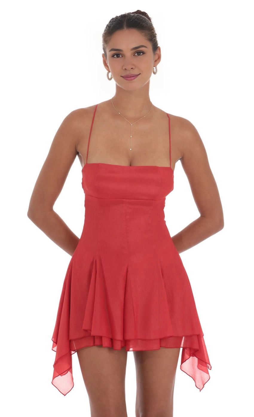 DingJi Wedding Cute Thin Shoulder Strap Sparkling Asymmetric Side Horn Skirt Homecoming Dresses